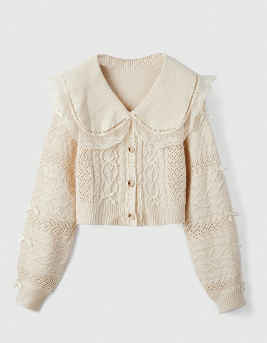 Lovely(Cute)♥ Lace Collar Cardigan Sweater 2 Colors
