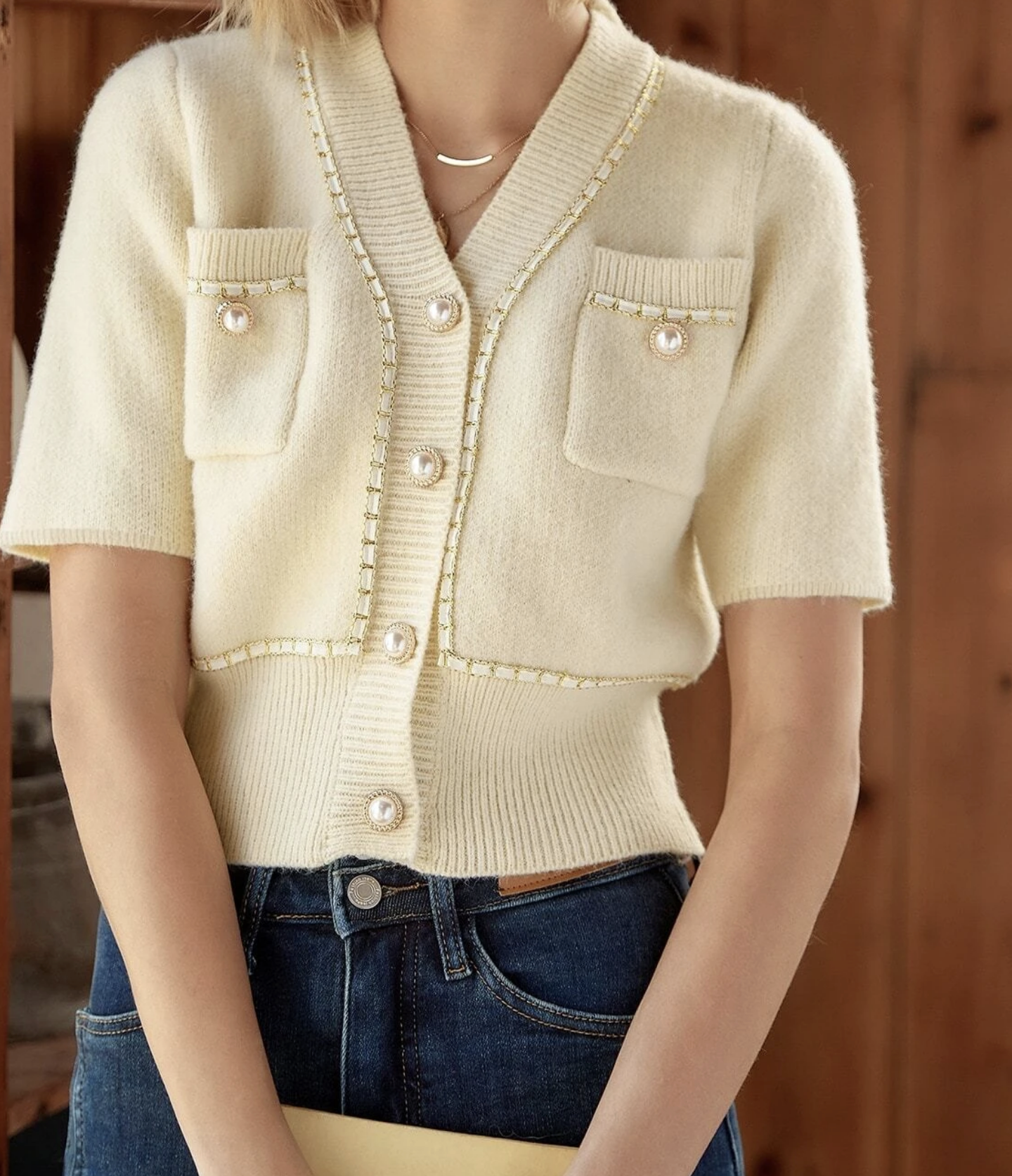 Pretty♥ Pearl Button Sweater 2 Colors 펄 버튼 스웨터 2색상