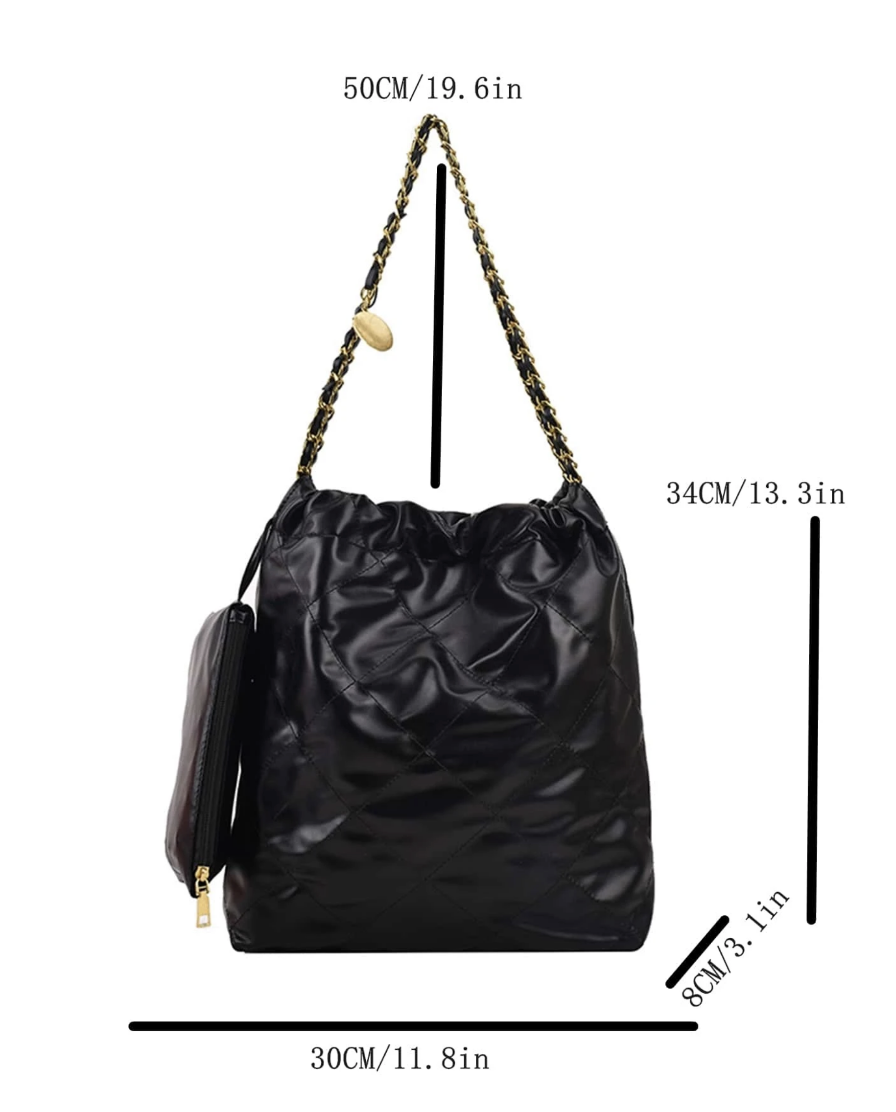 Vegan Leather 22 Chain Shoulder Bag – Chic Quilted Crossbody Purse with Gold Chain Strap