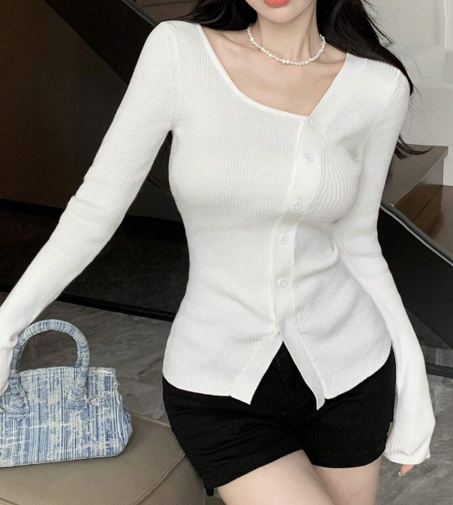 Slim Fit♥ Ribbed Button Down Slim Long-sleeve 5 Colors