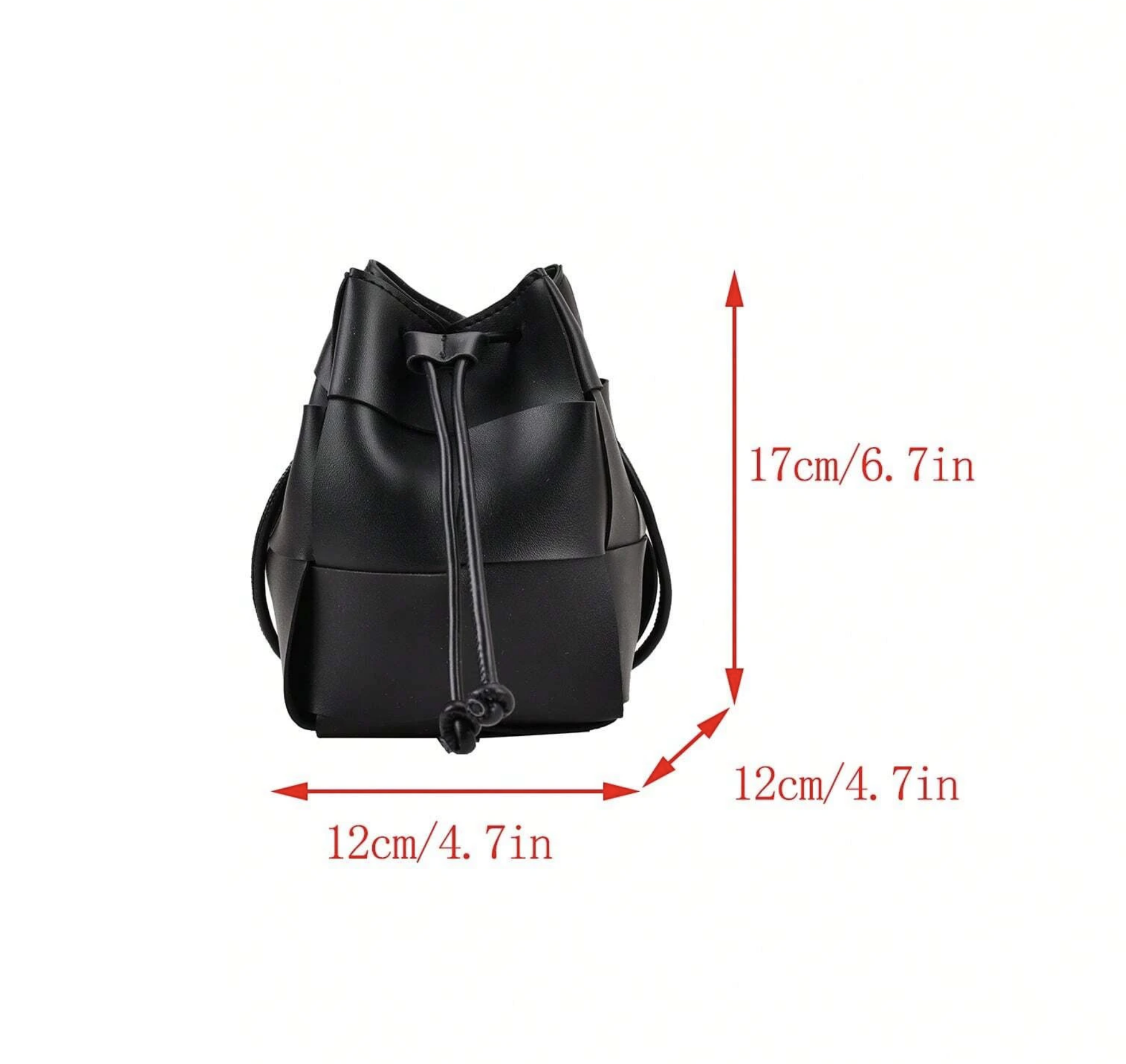 Woven Vegan Leather Pouch Crossbody Bag, Braided Bucket Shoulder Bag