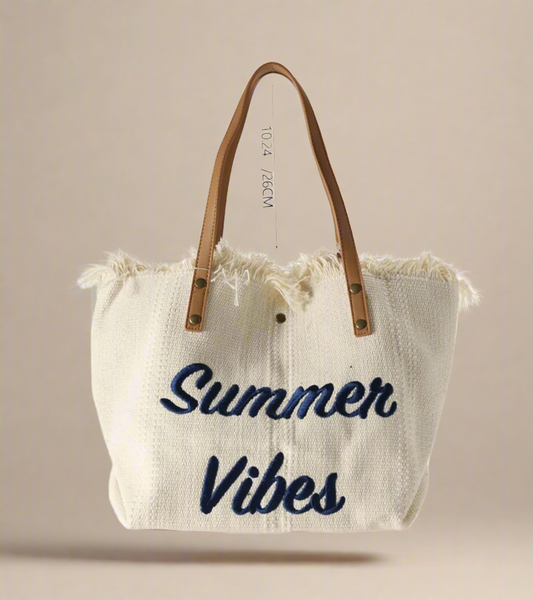 Summer Vibes Embroidered Tote Shoulder Bag