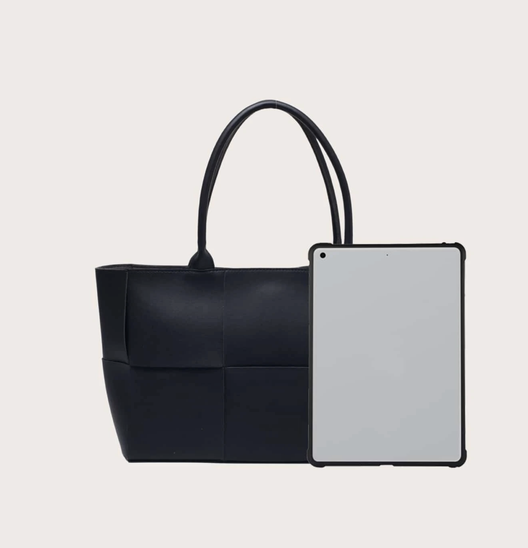 Woven PU Leather Shoulder Bag with Inner Pouch – Minimalist Adjustable Strap Crossbody Tote