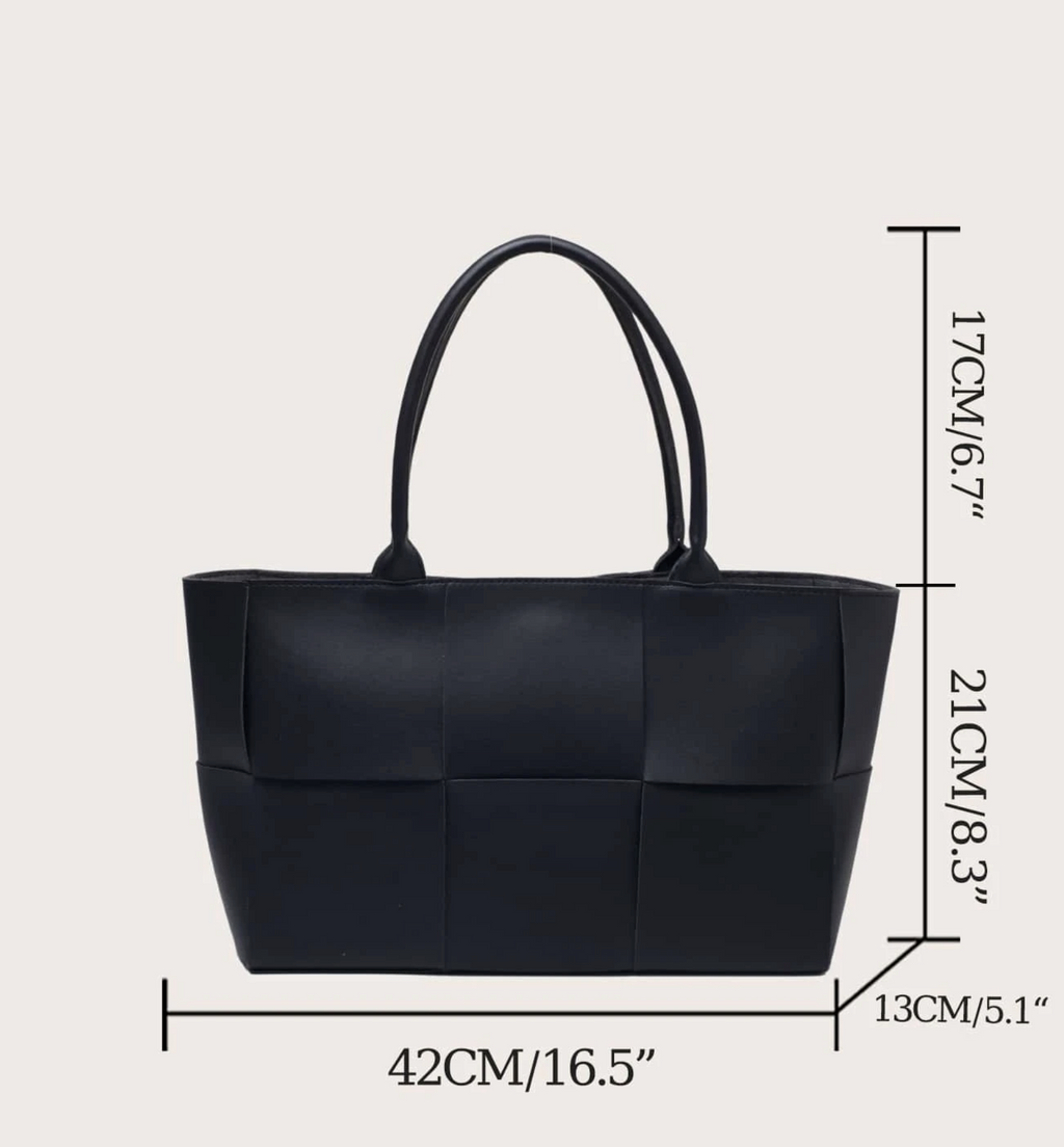 Woven Shoulder Bag with Pouch Inside, Minimalist PU Leather Adjustable Strap Bags