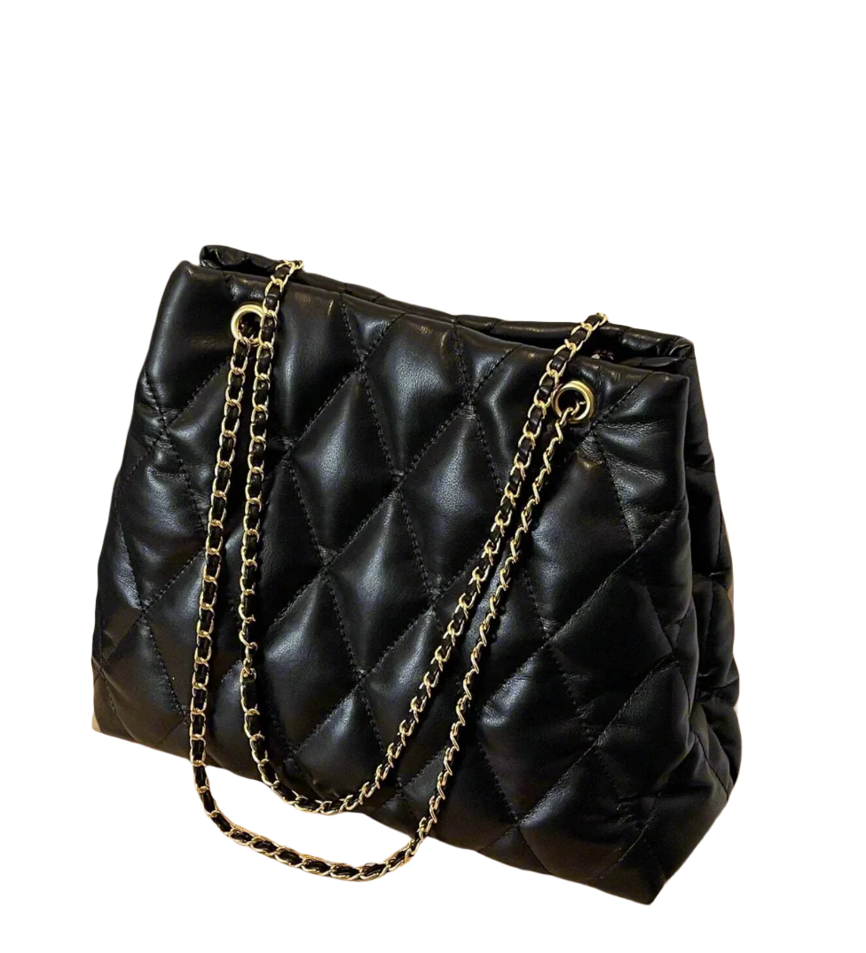 Quilted Chain Shoulder Bag, PU Leather Cushion Quilted Chain Shoulder Bag