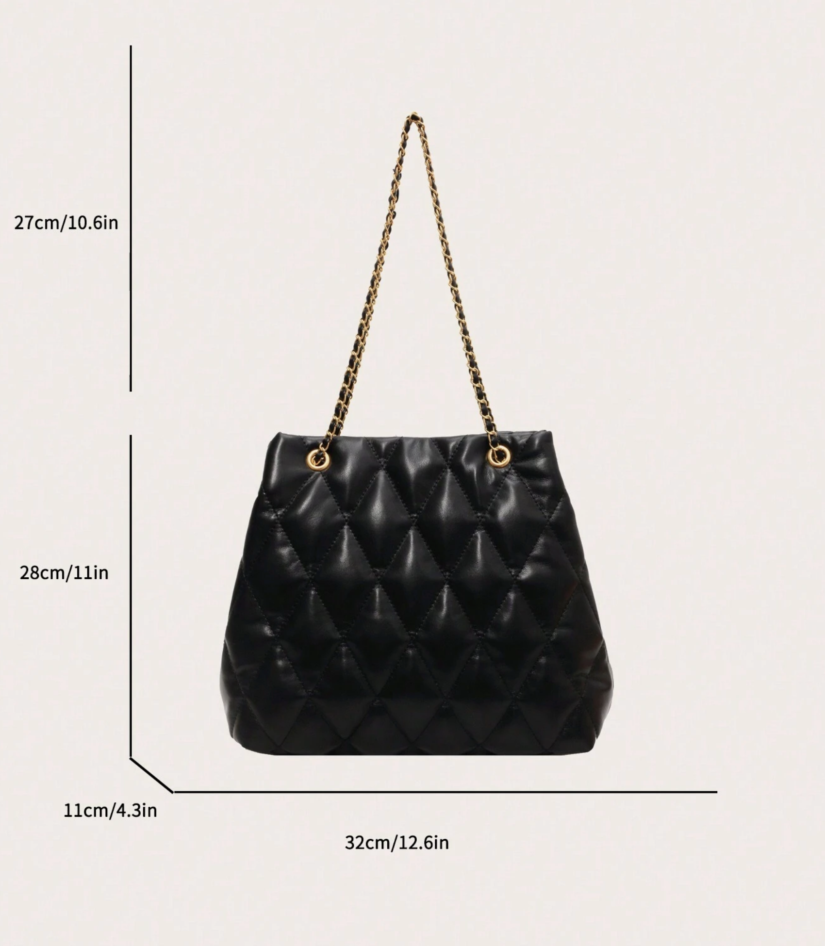 Quilted Chain Shoulder Bag, PU Leather Cushion Quilted Chain Shoulder Bag
