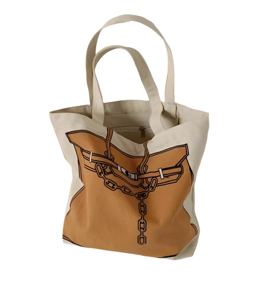 Designer Bag Printed Tote Bag, Birkin Bag Drawing Canvas Bag