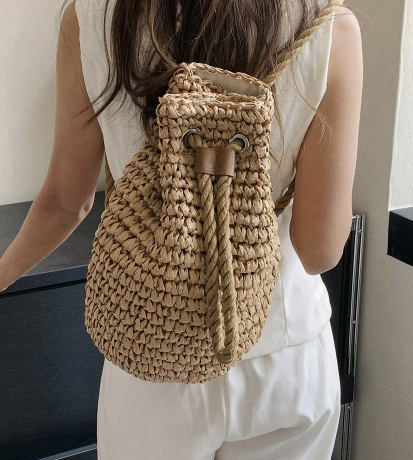 Beach Straw Backpack, Woven Raffia Backpack, Cute Summer Backpack, Gift for Her