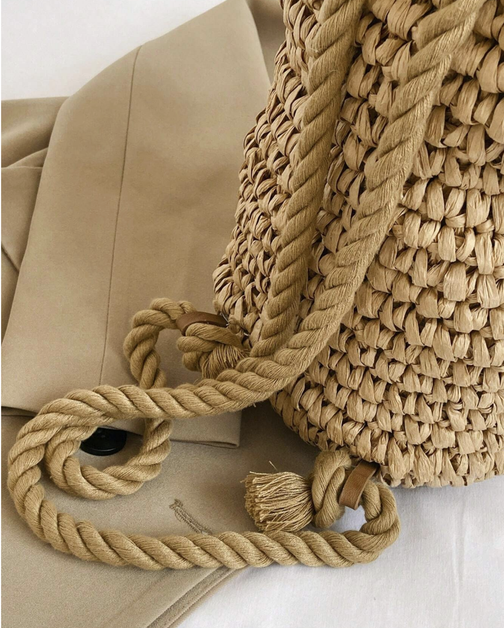 Straw Woven Drawstring Bucket Backpack, Summer Beach Bag, Summer Raffia Backpack