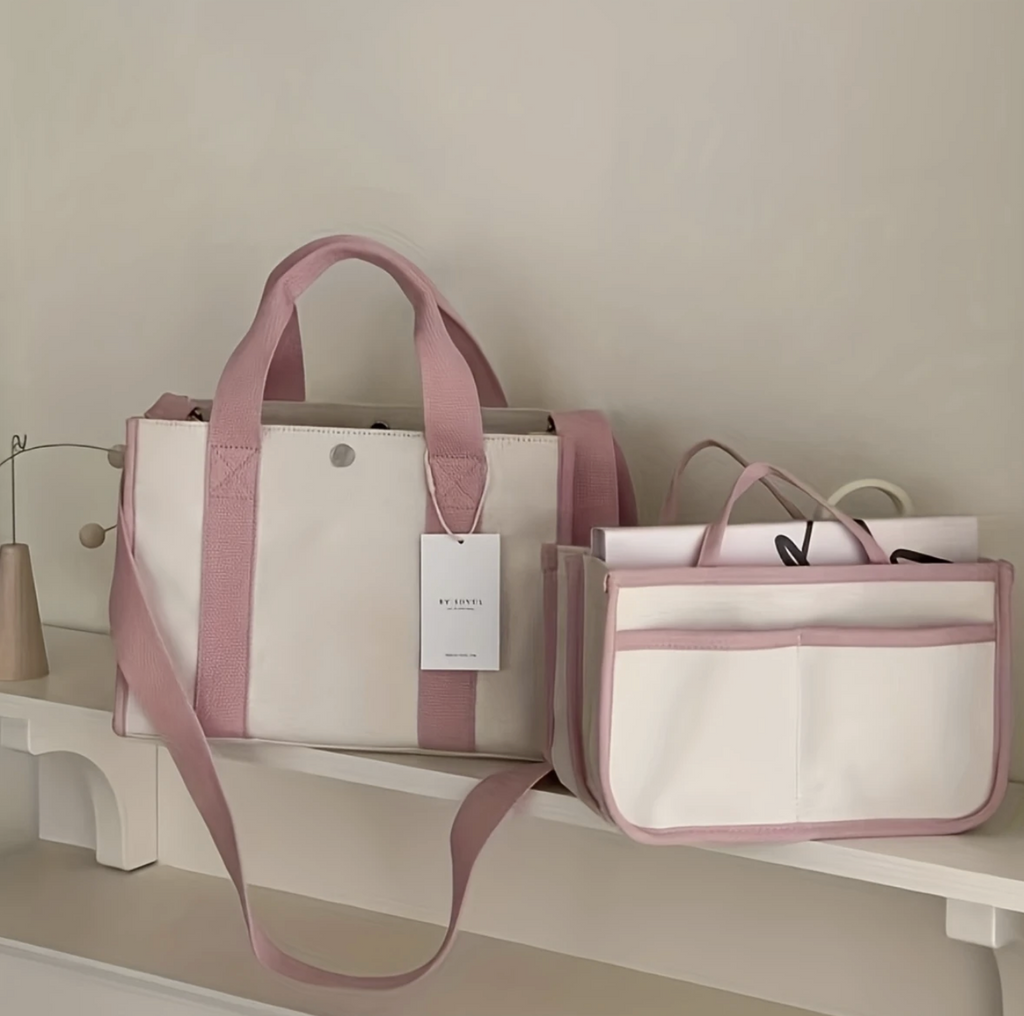 Canvas Shoulder Crossbody Bag with Inner Insert – Versatile & Organized Everyday Tote