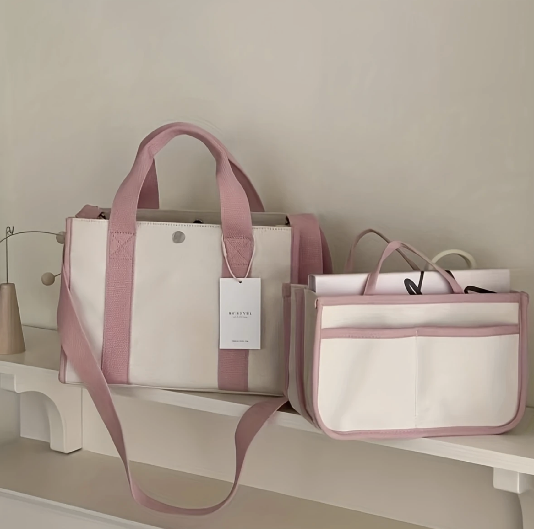Canvas Shoulder Crossbody Bag with Inner Insert – Versatile & Organized Everyday Tote