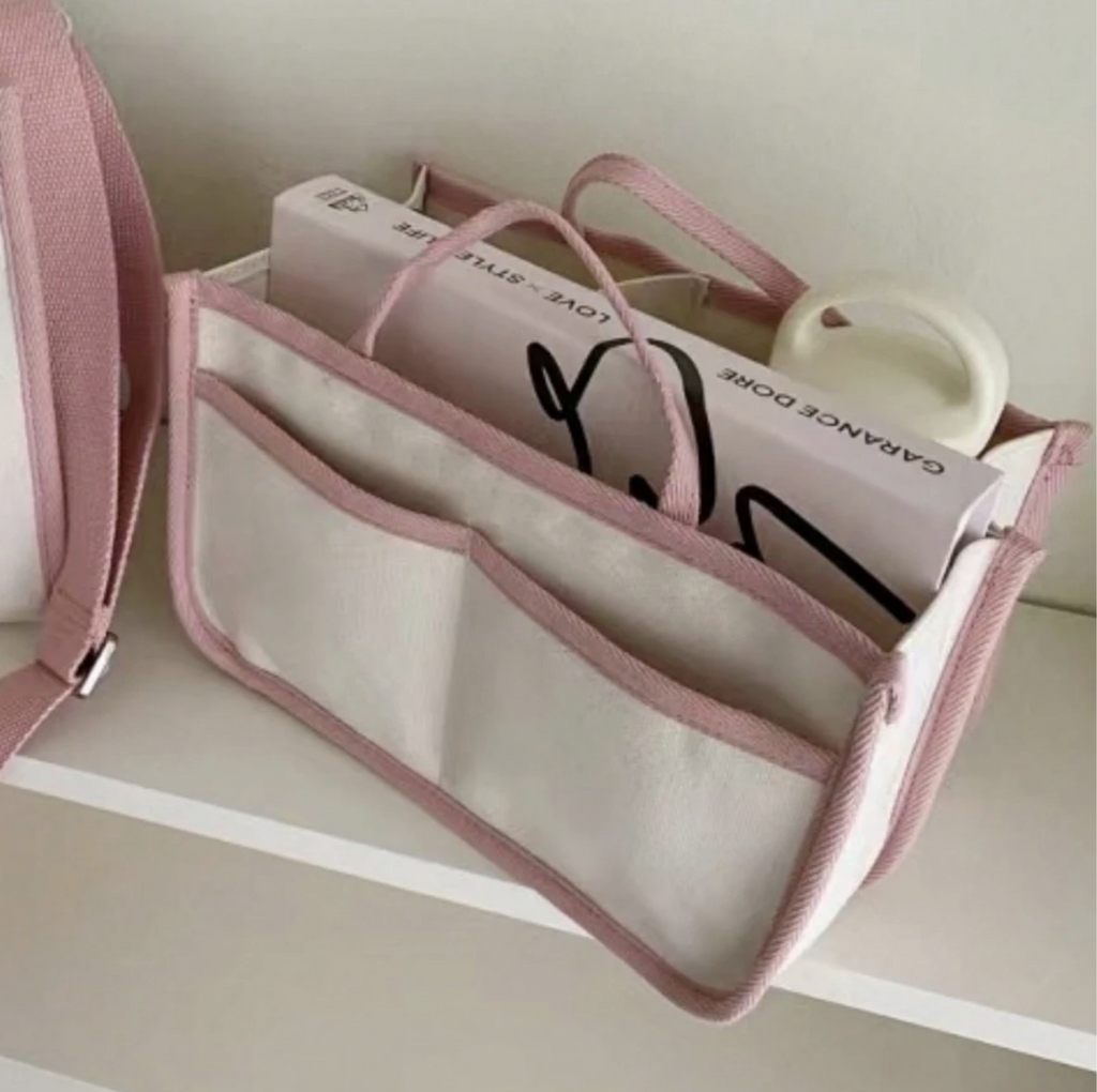 Canvas Shoulder Crossbody Bag with Inner Insert – Versatile & Organized Everyday Tote