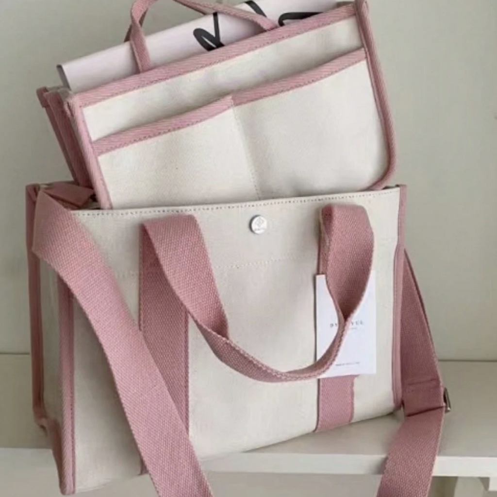 Canvas Shoulder Crossbody Bag with Inner Insert – Versatile & Organized Everyday Tote