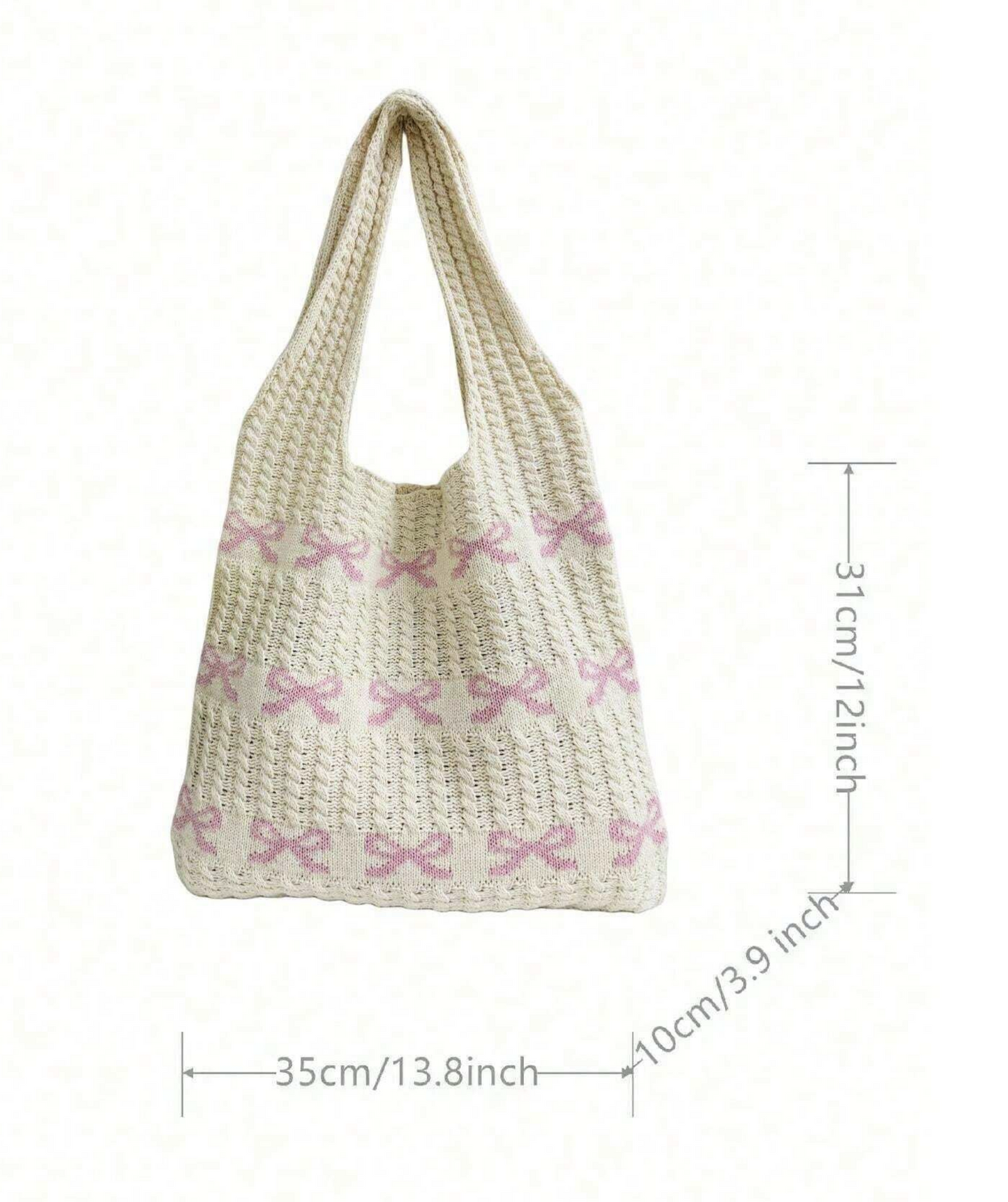 Knit Bow Tote Bag | Coquette Tote Bag | Cute Tote Bag | Coquette Gift Idea | Bridemaids Gift | Birthday Gift Idea