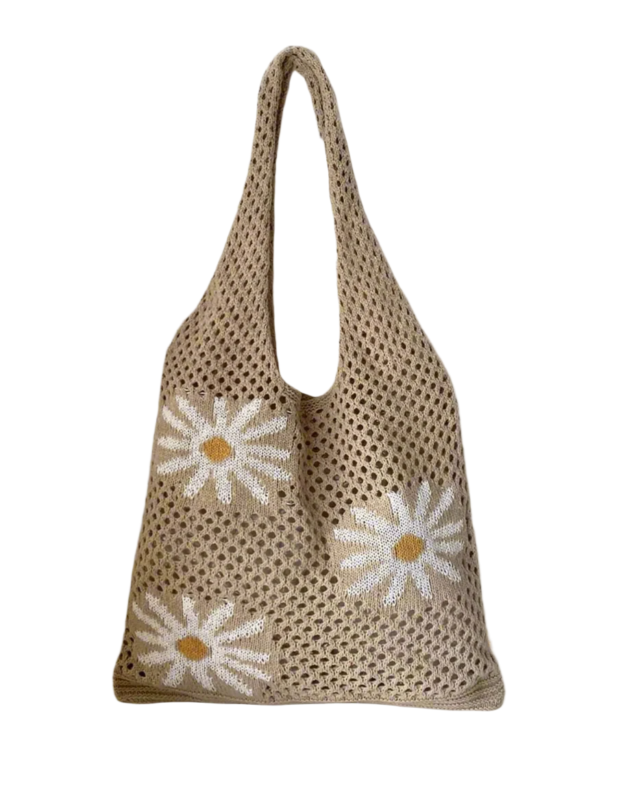 Daisy Crochet Tote Bag