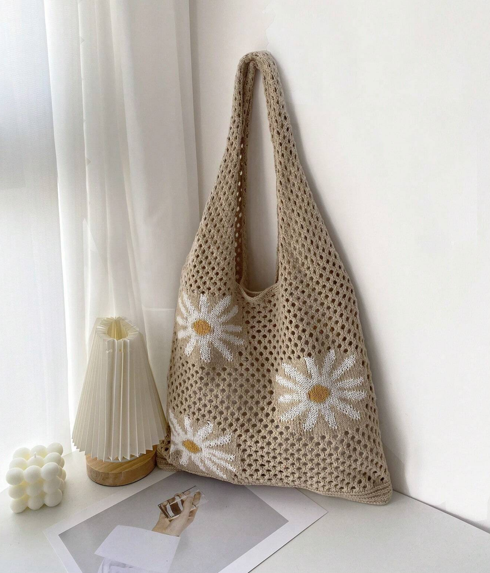 Daisy Crochet Tote Bag