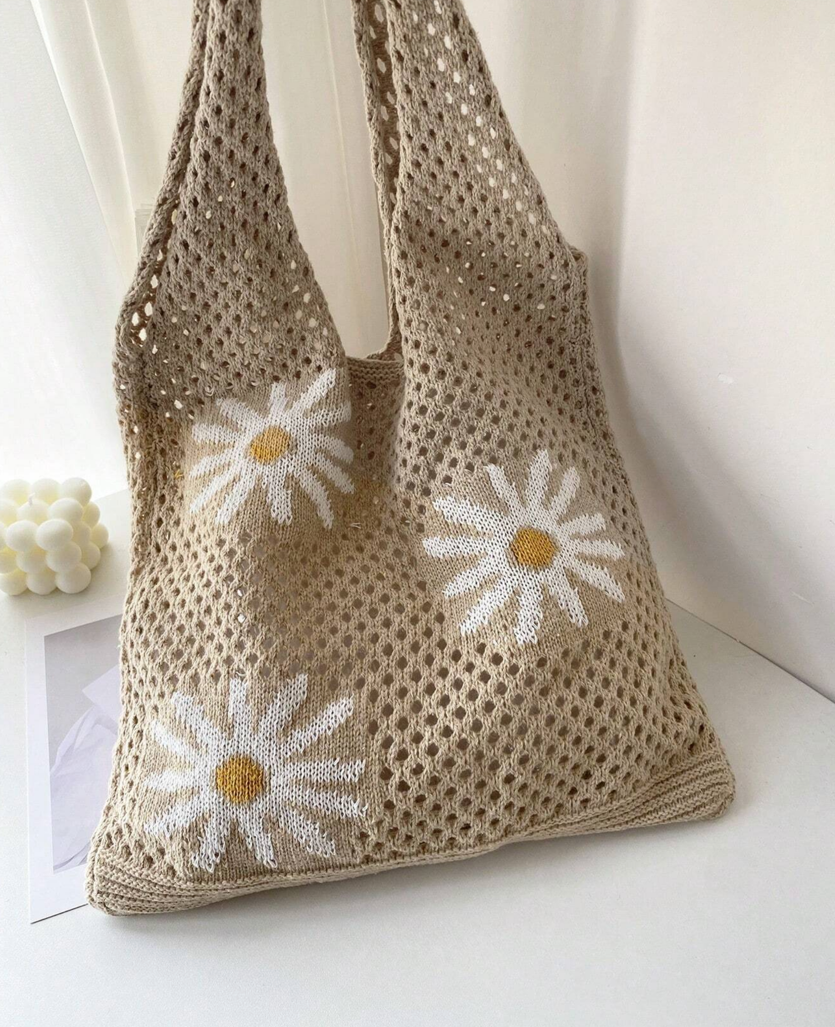 Daisy Crochet Tote Bag