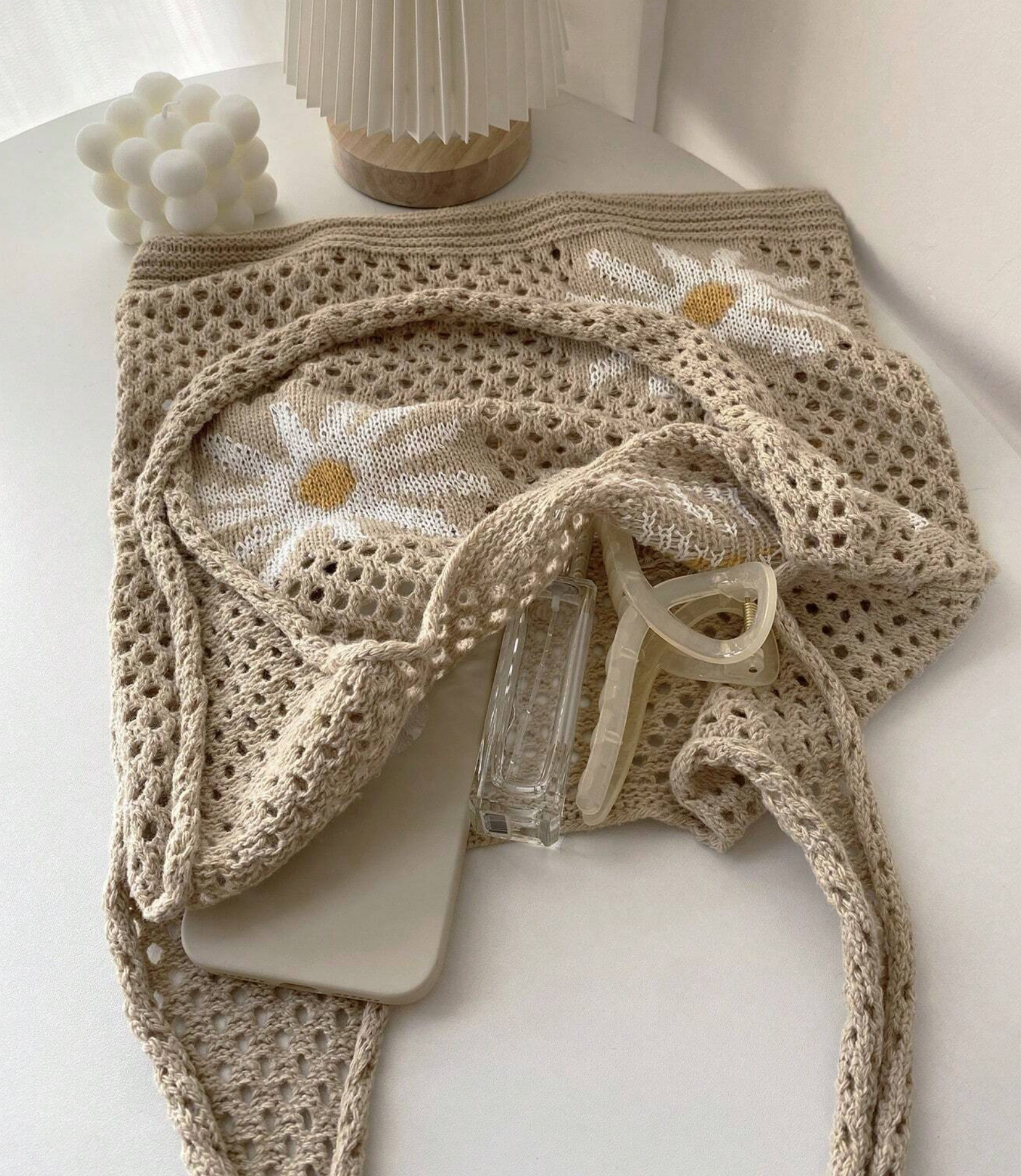 Daisy Crochet Tote Bag