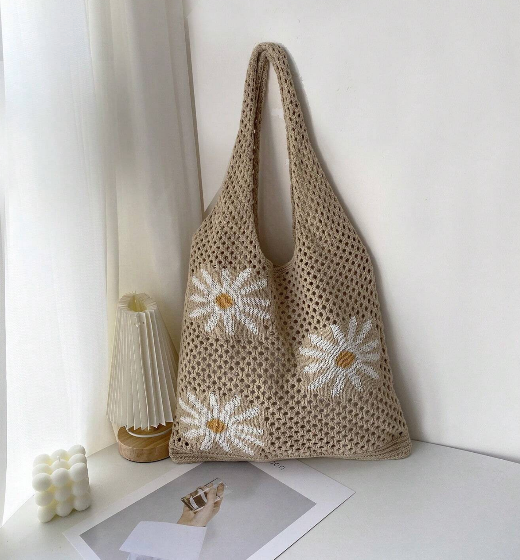 Daisy Crochet Tote Bag