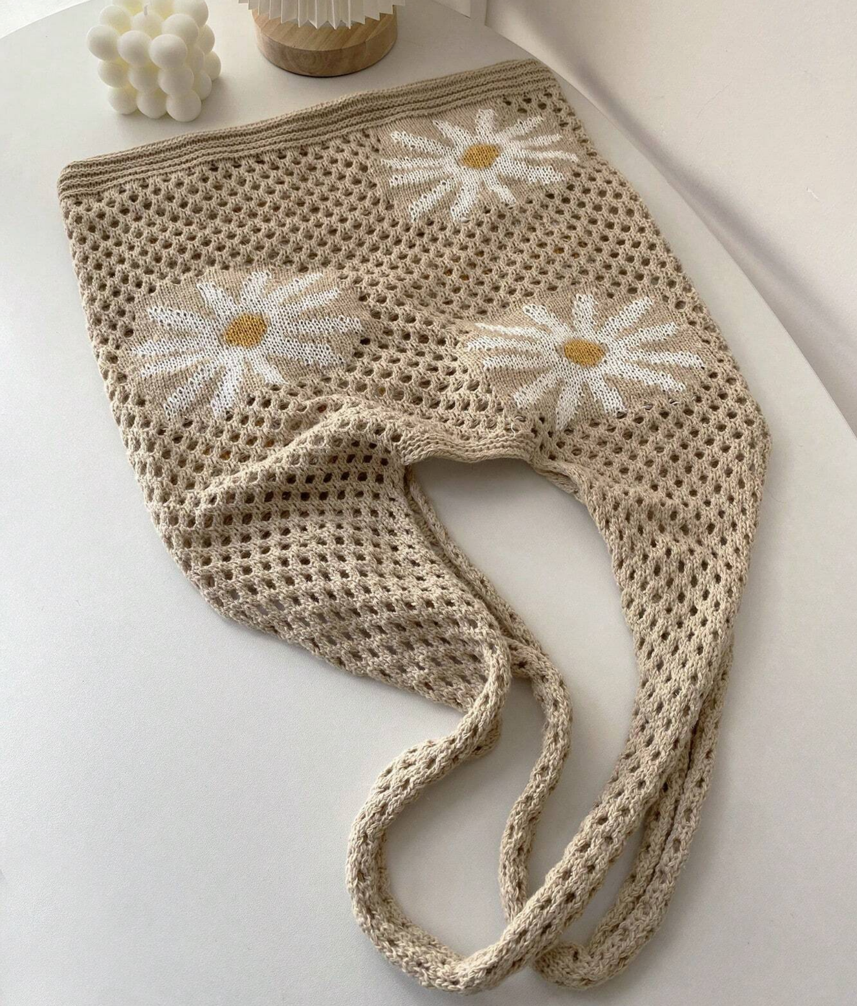 Daisy Crochet Tote Bag