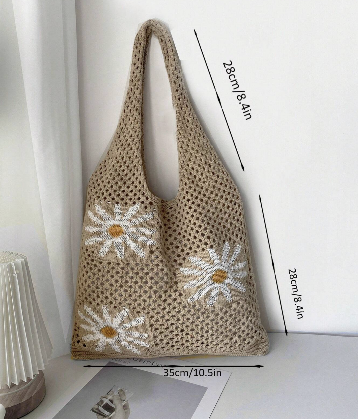 Daisy Crochet Tote Bag | Floral Knit Tote Bag | Coquette Tote Bag | Cute Tote Bag | Bridemaids Gift | Birthday Gift Idea