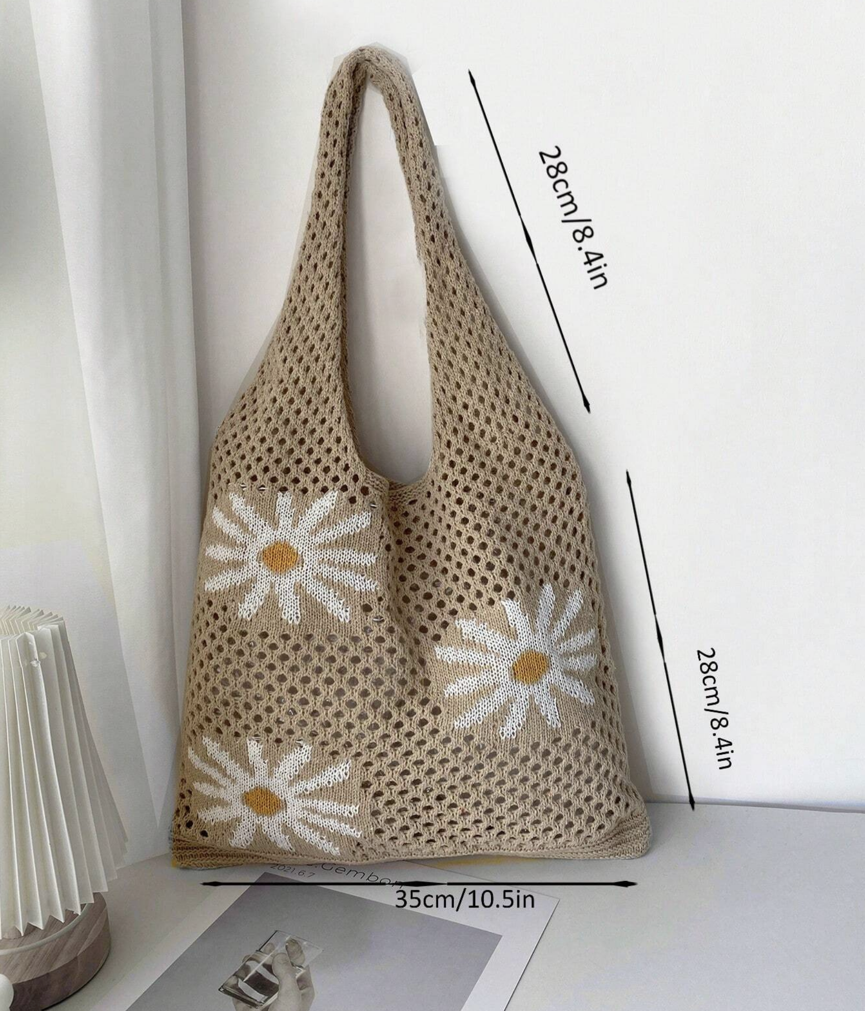 Daisy Crochet Tote Bag