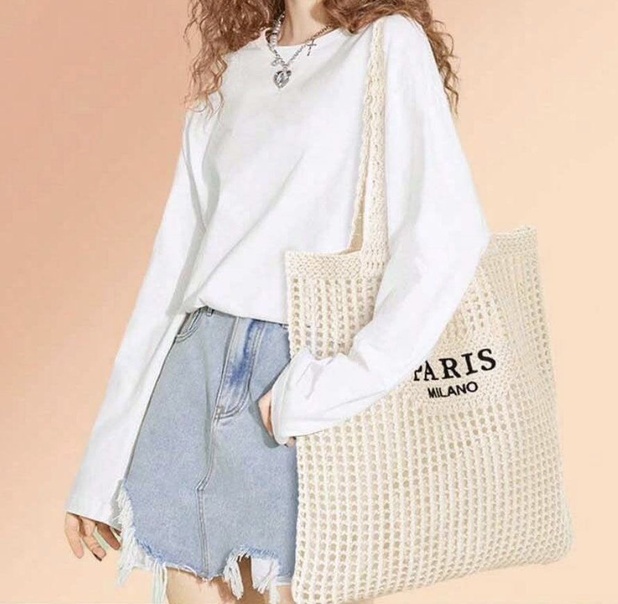 Paris Crochet Tote Bag, Milano Knit Tote Bag