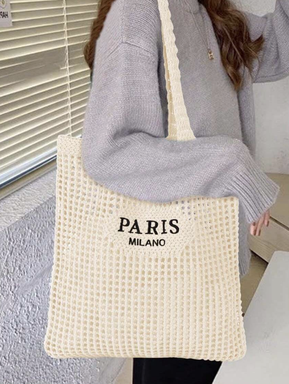 Paris Crochet Tote Bag, Milano Knit Tote Bag