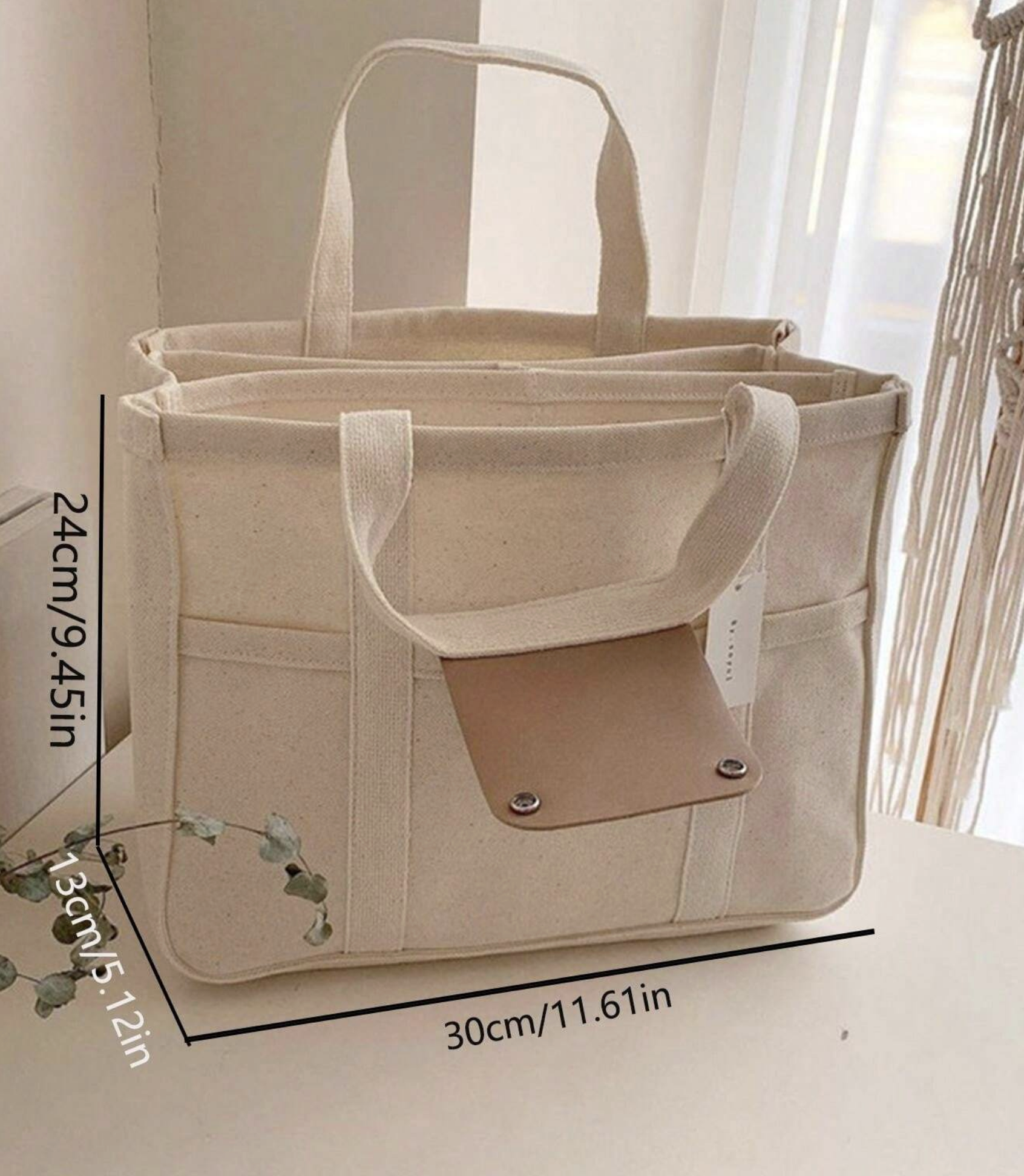 Canvas Tote Bag with Diaper Divider, Convertible Canvas Shoulder Crossbody Bag for Moms & Everyday Use