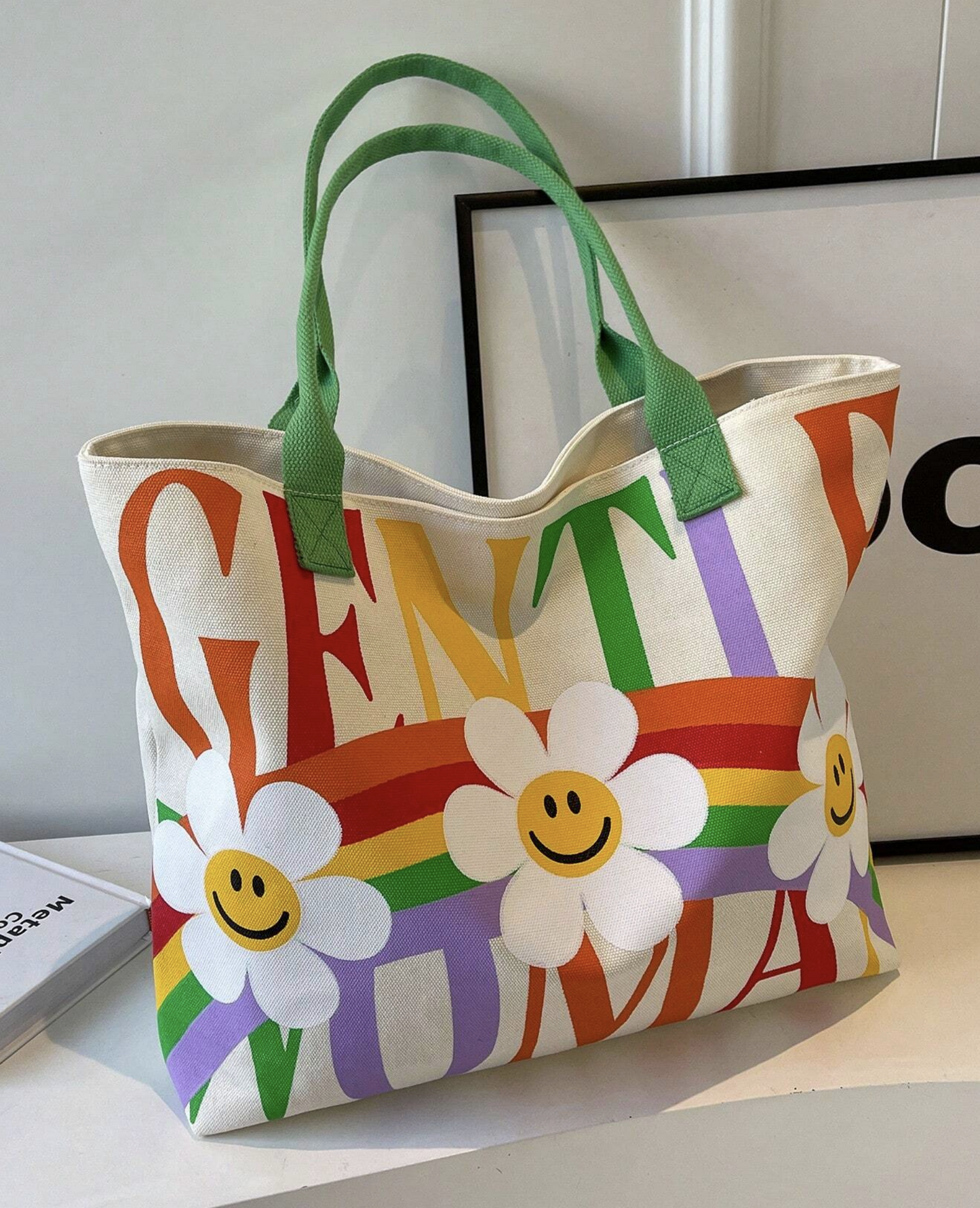 Daisy Graphic Printed Tote Bag