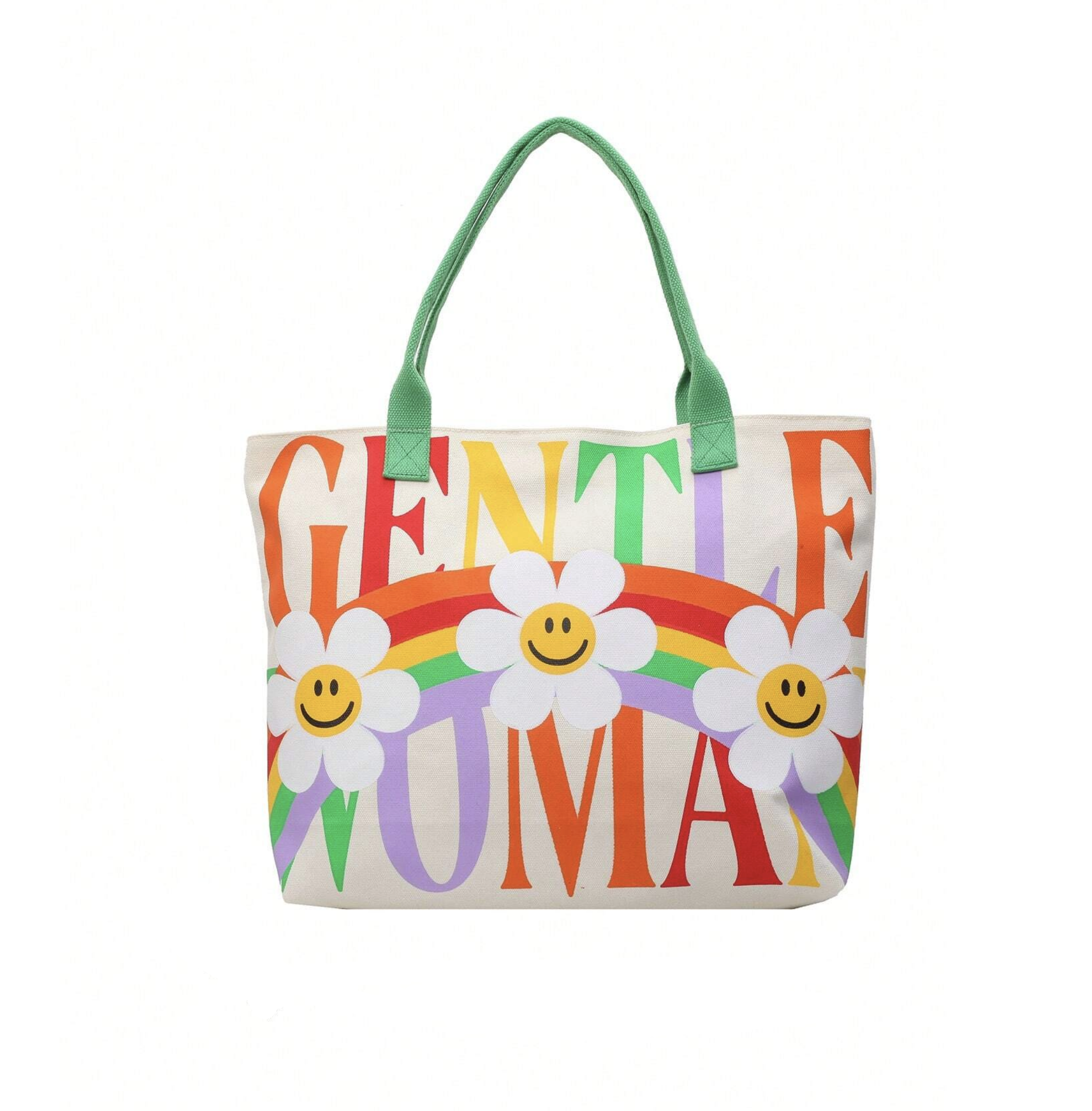 Daisy Graphic Printed Tote Bag – Aesthetic Floral Canvas Shopper for Everyday Use