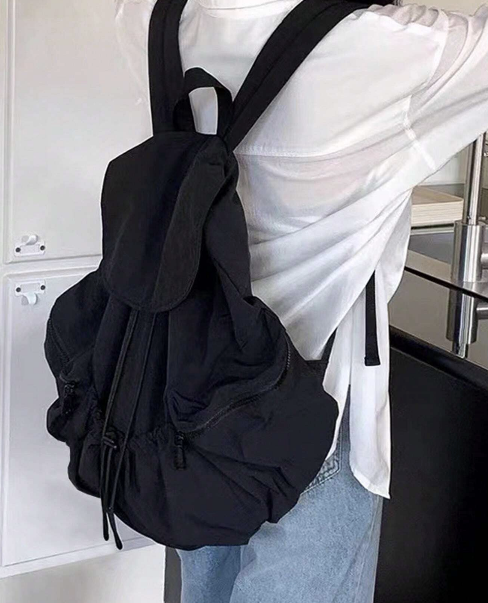 Nylon Drawstring Lightweight Backpack – Durable & Compact Travel Bag for Everyday Use