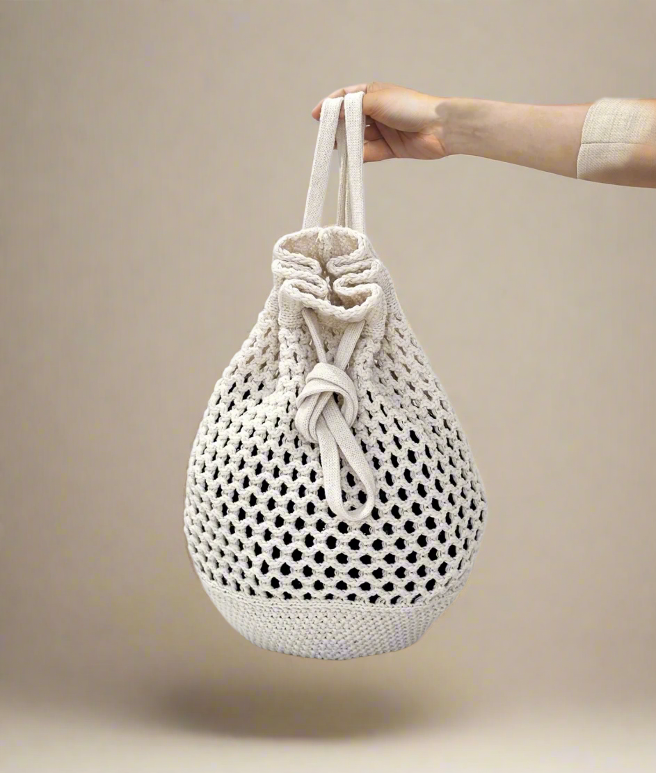 Crochet Bucket Backpack, Stylish Knit Backpack for Casual & Everyday Use