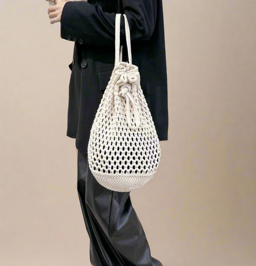 Crochet Bucket Backpack, Stylish Knit Backpack for Casual & Everyday Use