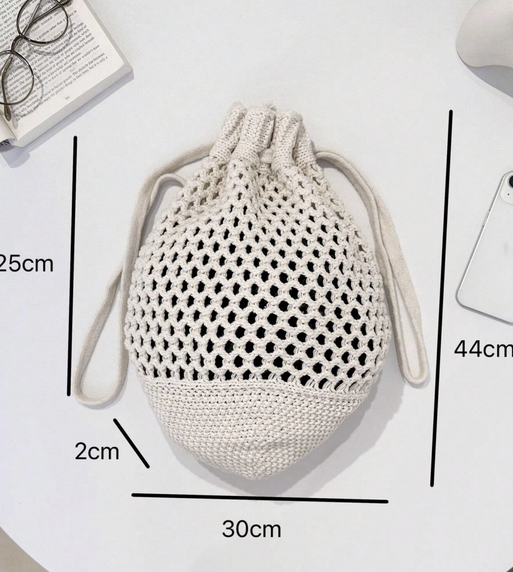 Crochet Bucket Backpack, Stylish Knit Backpack for Casual & Everyday Use
