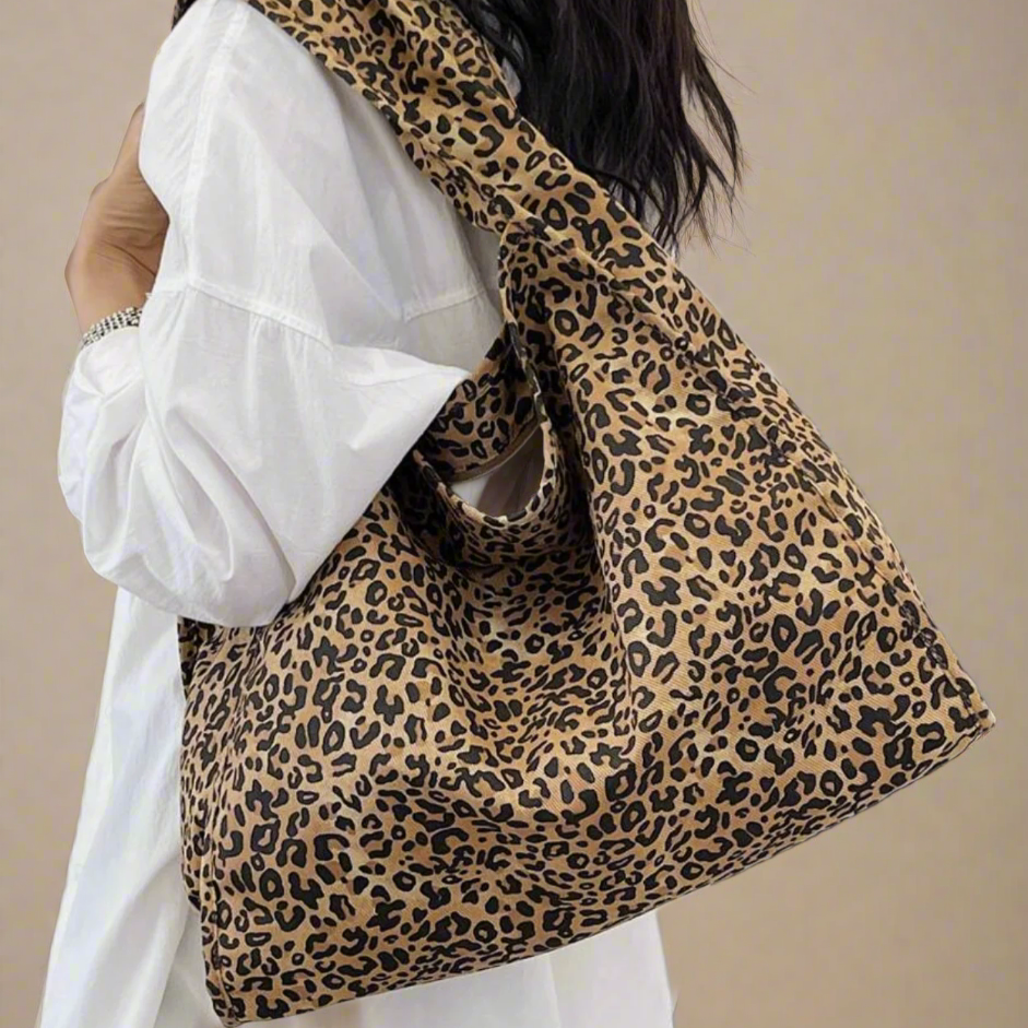 Leopard Large Capacity Shoulder Canvas Bag