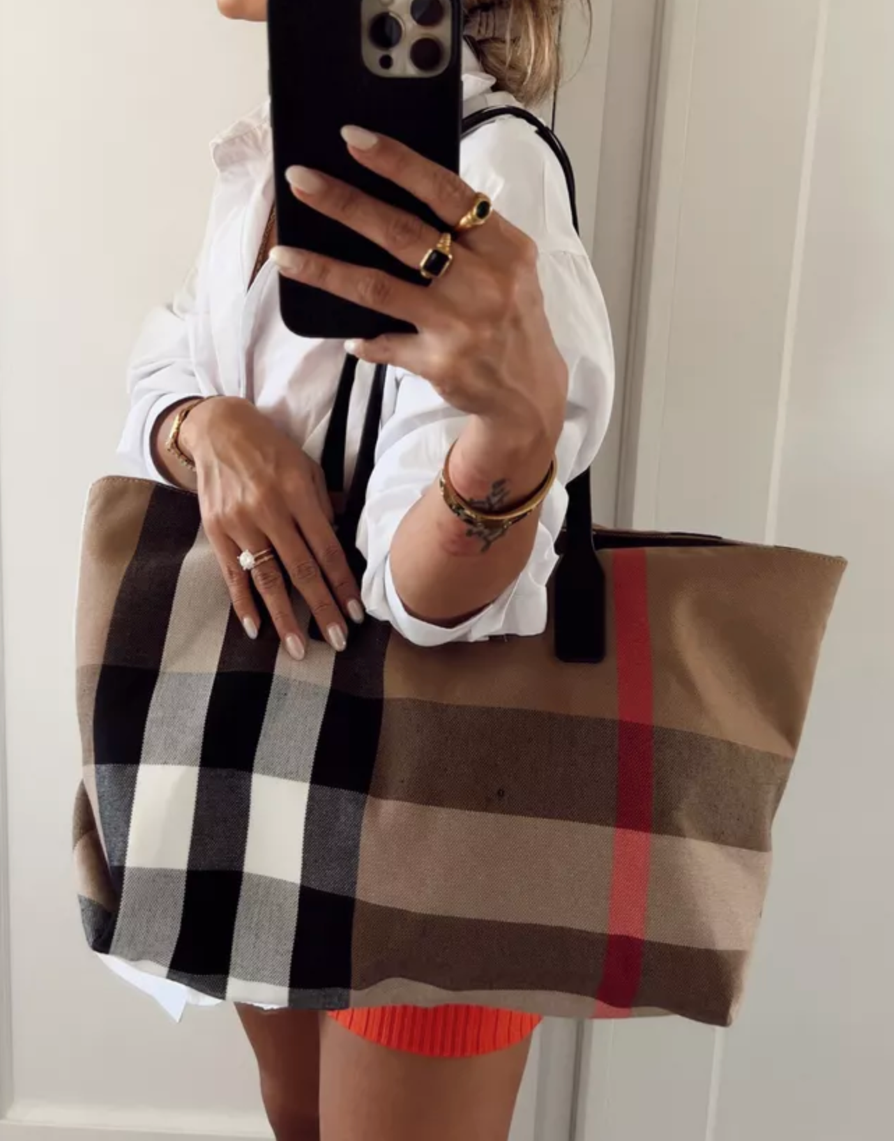 Plaid Canvas Tote Shoulder Bag, Large Capacity Handbags for Women