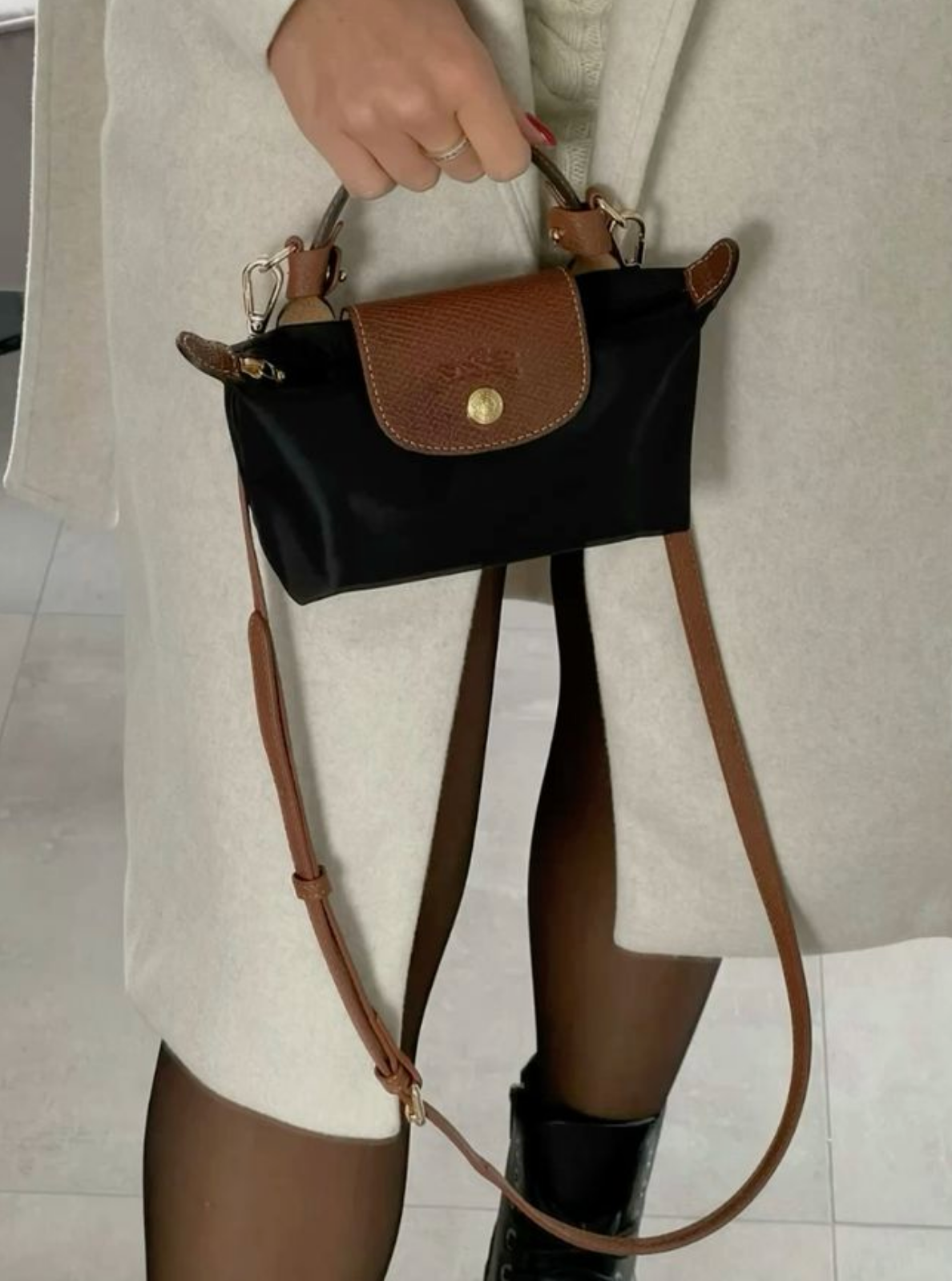Handle Mini Pouch Bag with Strap, Small Crossbody Shoulder Purse for Women (Black)