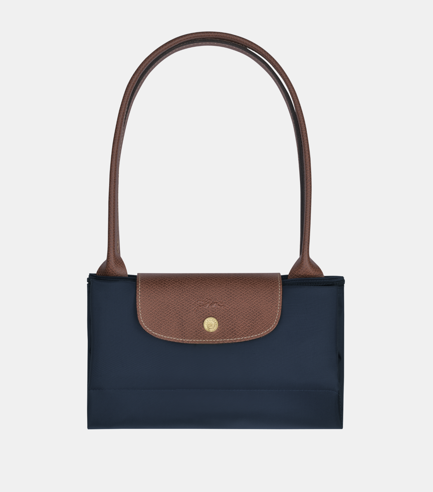 Nylon Canvas Large Tote Bag with Leather Handles(Navy), Lightweight, Durable Shoulder Bag for Everyday Use