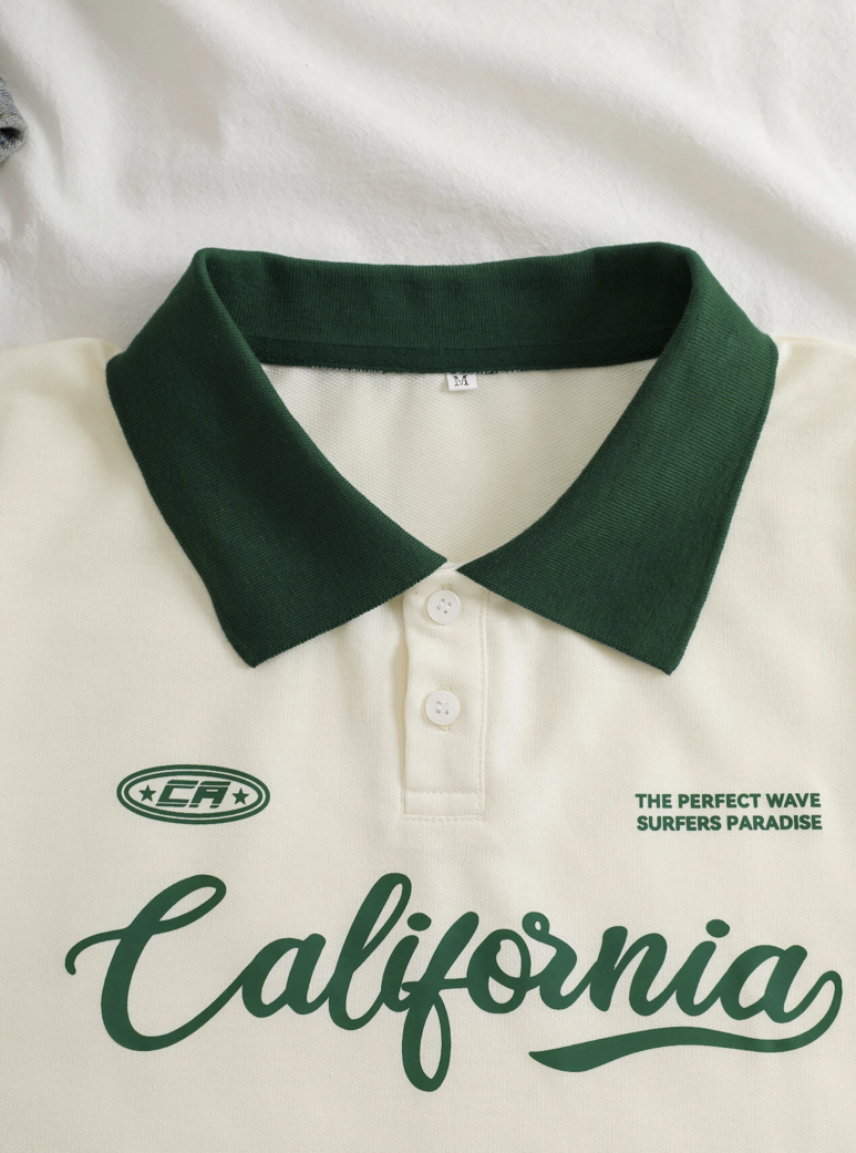 CA vibes ♥ California Loose-fit Polo Shirt 4 Colors