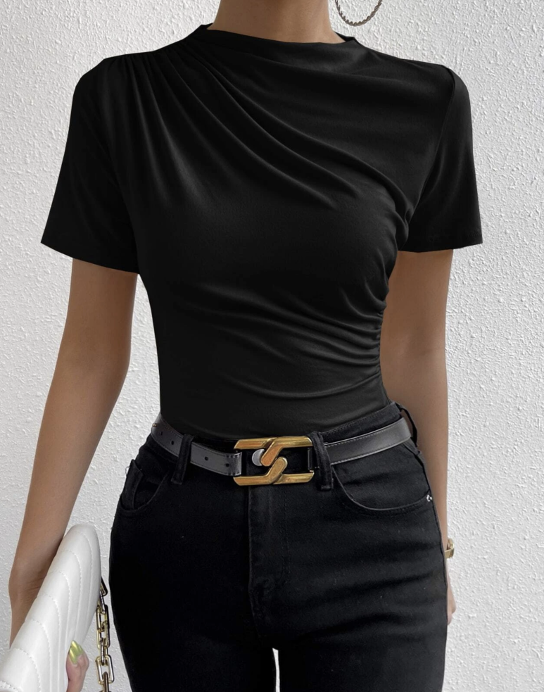 Lux (stretchy)♥ Rouched Jjondeuk Blouse Top 5 Colors