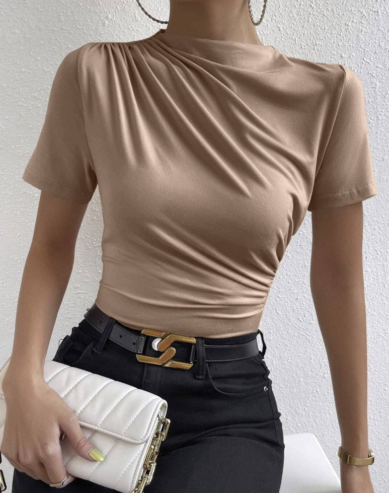 Lux (stretchy)♥ Rouched Jjondeuk Blouse Top 5 Colors