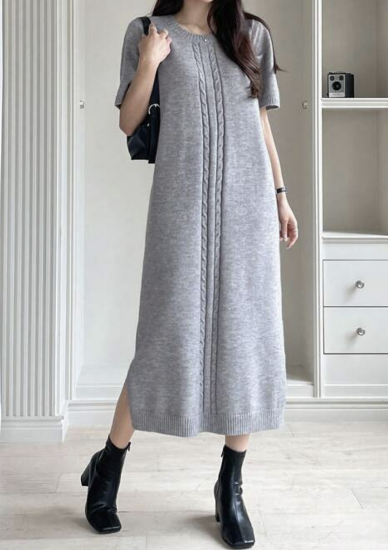 Pretty ♥ Puff Sweater Gray Dress
