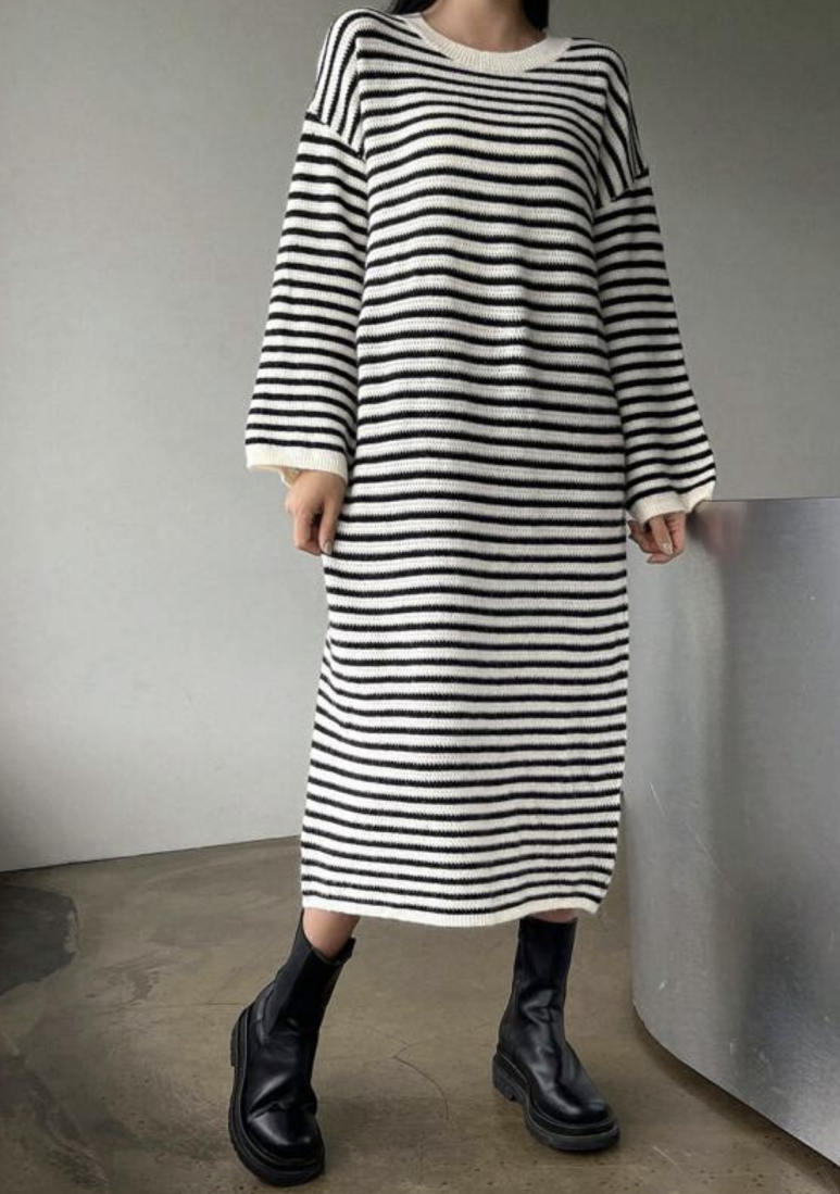 Perfect for FW♥ Striped Knit Loose Fit Dress