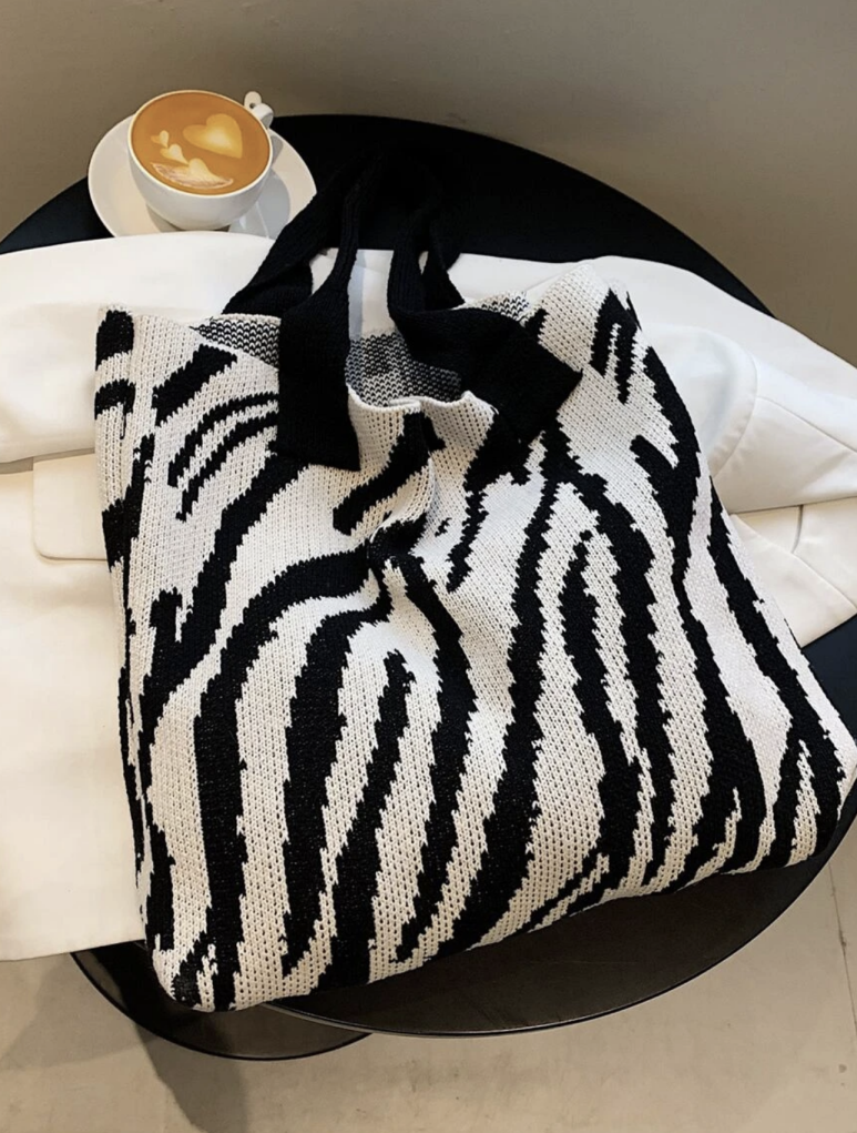 Animal Print Knit Tote 2 Colors