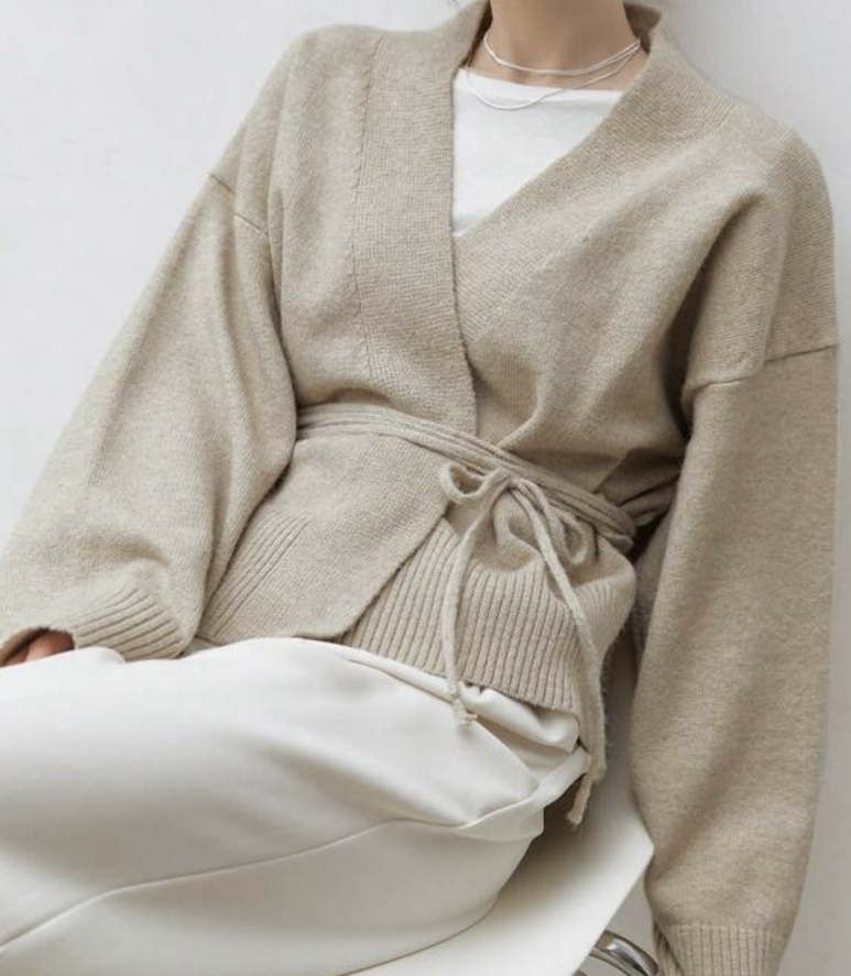 Warm&Pretty♥ Sweater Belt Cardigan 4 Colors