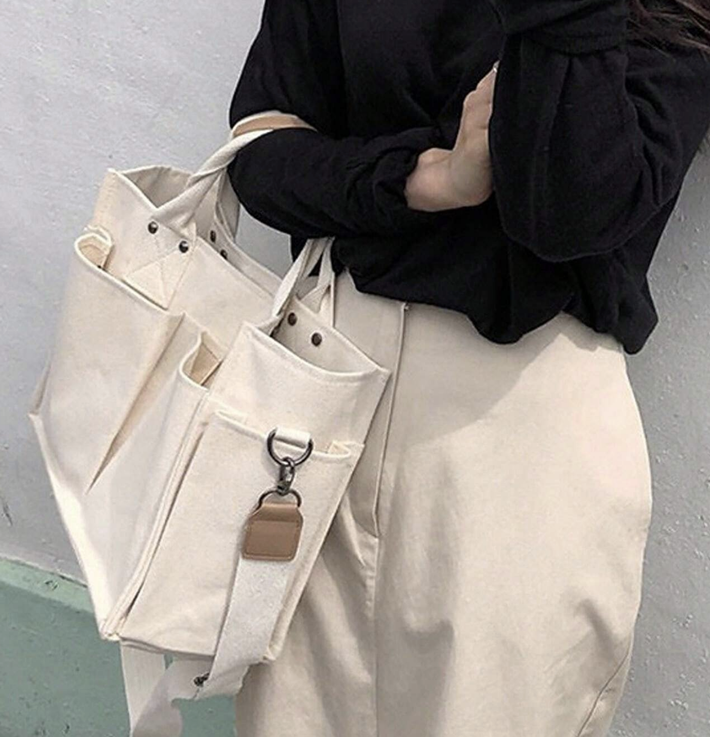 Canvas Tote Shoulder Bag – Convertible Crossbody Bag for Everyday Use