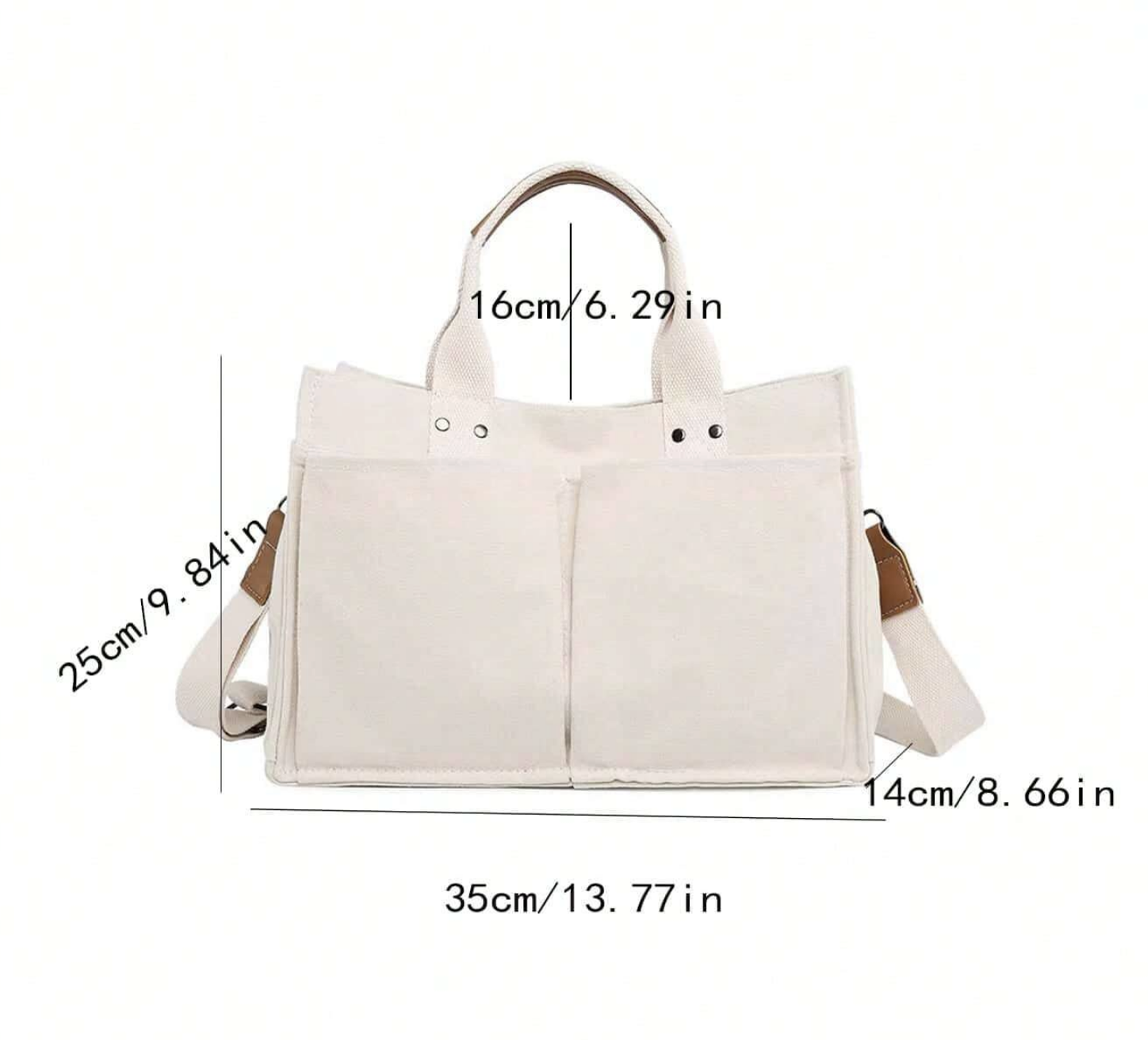 Canvas Tote Shoulder Bag – Convertible Crossbody Bag for Everyday Use