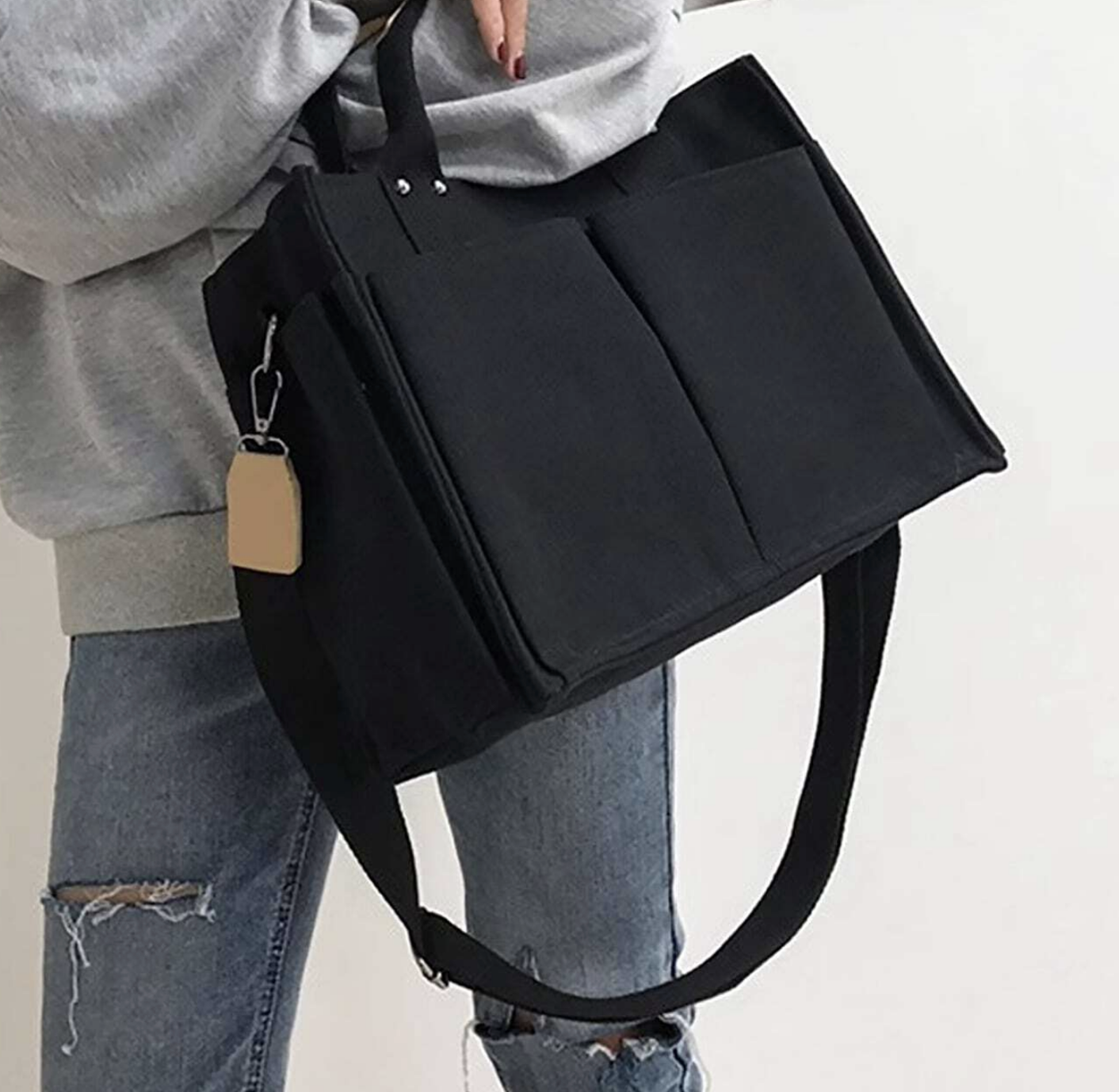 Canvas Tote Shoulder Bag – Convertible Crossbody Bag for Everyday Use