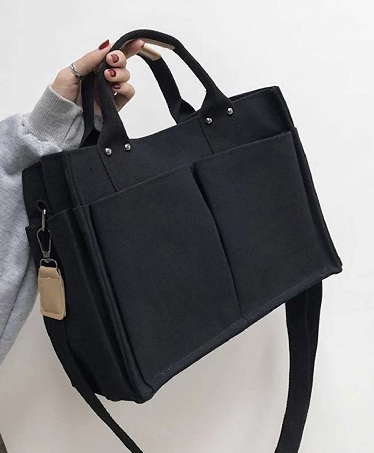 Canvas Tote Shoulder Bag – Convertible Crossbody Bag for Everyday Use